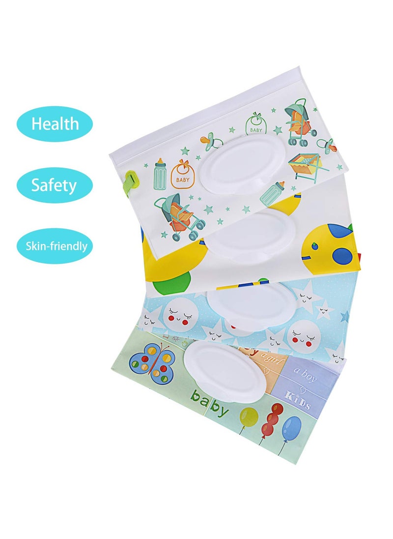 MIXDE 4 Pack Baby Wipes Container Reusable Portable Wet Wipe PouchWipe Dispenser Container Baby Travel Wet Wipe Holder  - Image 3