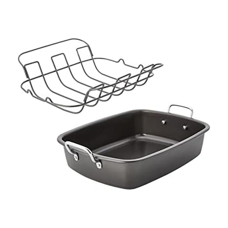 Chicago Metallic Nonstick Roaster with Floating Rack 18Inchby13Inch Black