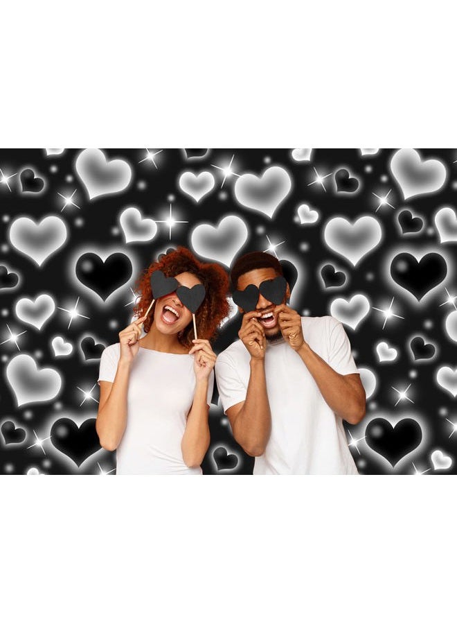 Ticuenicoa 7×5ft Black Heart Photo Backdrop Early 2000s Party Decorations Old School Backdrops Valentine's Day Glitter Heart 16th 18th 30th Women Men 90s Happy Birthday Background Selfile Wall Decor - Image 3