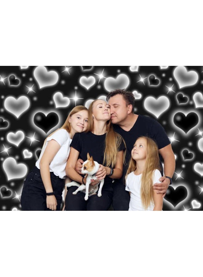 Ticuenicoa 7×5ft Black Heart Photo Backdrop Early 2000s Party Decorations Old School Backdrops Valentine's Day Glitter Heart 16th 18th 30th Women Men 90s Happy Birthday Background Selfile Wall Decor - Image 4