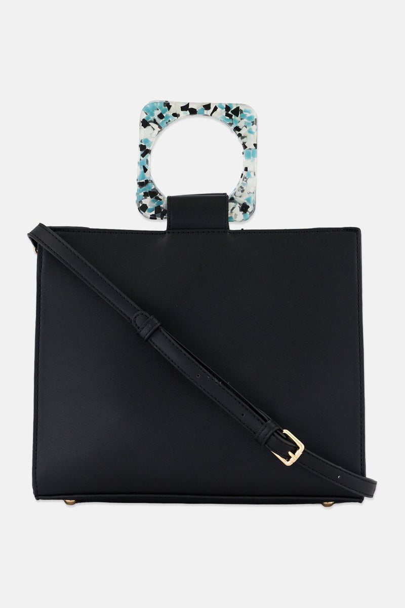 Moda Luxe Women Luna Small Tote Bag 28 H x 31 L x 8 W cm, Black  - Image 1