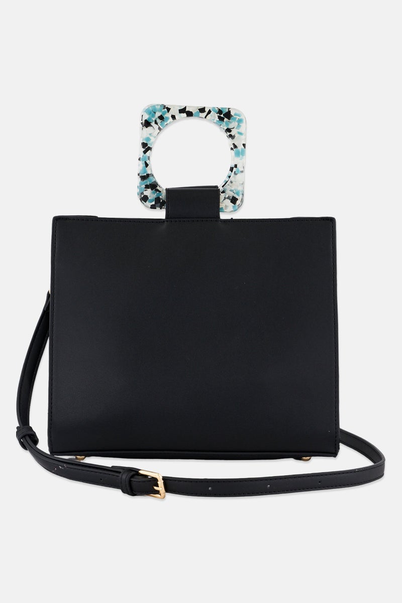 Moda Luxe Women Luna Small Tote Bag 28 H x 31 L x 8 W cm, Black  - Image 2