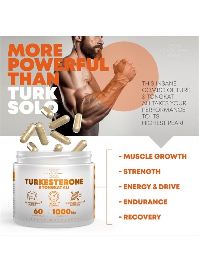 Peak Revival-X Turkesterone & Tongkat Ali 1000mg Supplement - 500mg Ajuga Turkestanica Per Serving Increase Stamina, Lean Muscle Growth & Recovery - Made in The USA (60 Capsules) - Image 3
