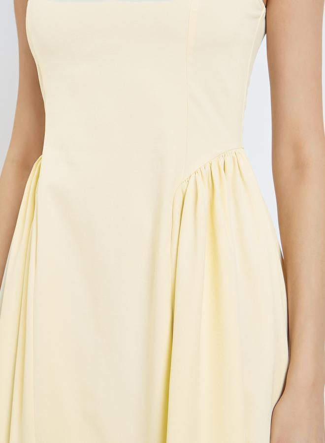 Take Two Yellow Solid Sleeveless Midi Dress - Image 4