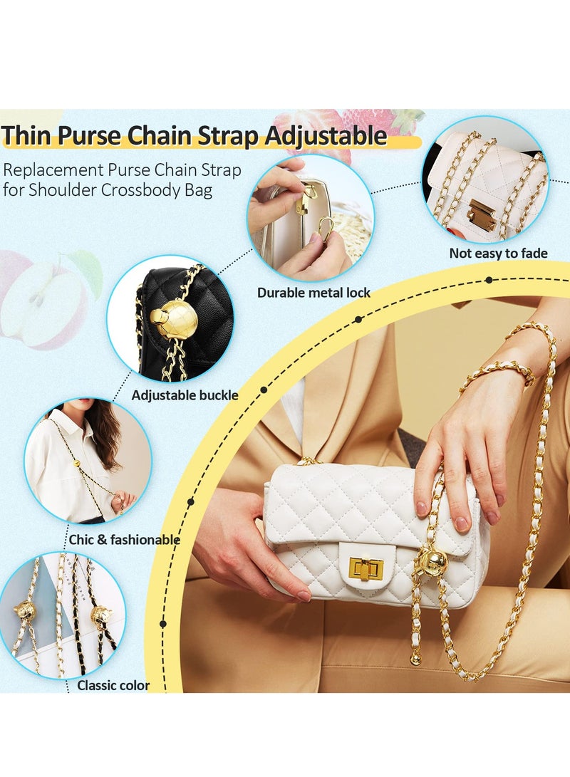 Adjustable Purse Strap Replacement 47inch Synthetic Leather Chain Strap for Purse Leather Purse Straps Replacement Crossbody Shoulder Strap Black Leather Gold Hardware - Image 5