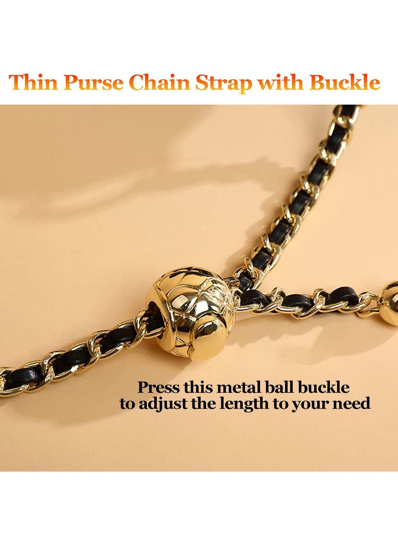 Adjustable Purse Strap Replacement 47inch Synthetic Leather Chain Strap for Purse Leather Purse Straps Replacement Crossbody Shoulder Strap Black Leather Gold Hardware - Image 3