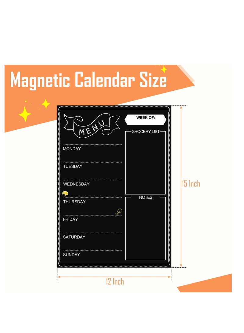 SYOSI Magnetic Dry Erase Menu Black Board for Fridge, Weekly Meal Planner and Grocery List Notepad for Kitchen, 42cmx30cm Daily Dinner Menu Chalkboard Calendar for Home - Image 3