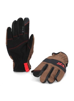 ACE Canvas Padded Firm Grip Synthetic Leather Gardening Gloves Brown and Black L 53697-23  - Image 5