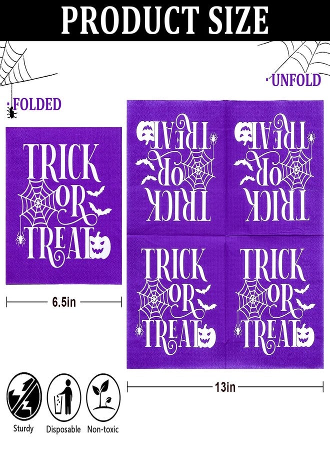 Whaline 120pcs Halloween Napkins 3 Style Disposable Paper Party Napkin Happy Halloween Beverage Cocktail Napkins Trick or Treat Printed Napkin for Party Suppliers, 6.5 x 6.5 Inch - Image 2