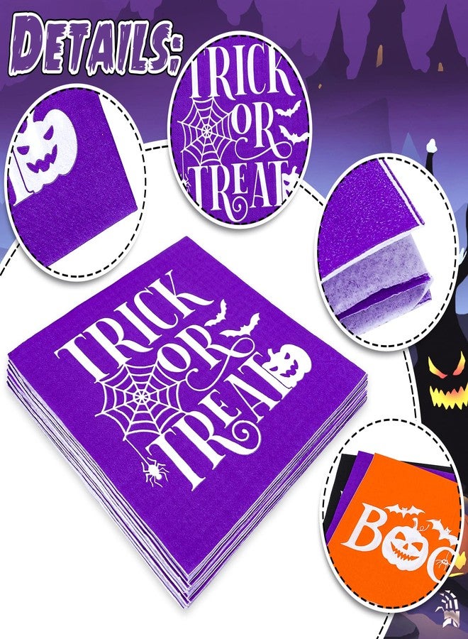 Whaline 120pcs Halloween Napkins 3 Style Disposable Paper Party Napkin Happy Halloween Beverage Cocktail Napkins Trick or Treat Printed Napkin for Party Suppliers, 6.5 x 6.5 Inch - Image 3