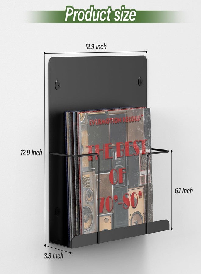 XINWXSS Vinyl Storage Display Holder 2 Pack, 12.9 in Wall Mount Vinyl Record Shelf, Fits 30 LPs Solid Steel Wall Mount and Record Display, Black - Image 3