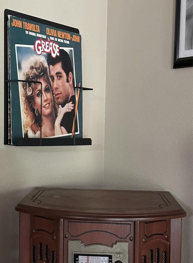 XINWXSS Vinyl Storage Display Holder 2 Pack, 12.9 in Wall Mount Vinyl Record Shelf, Fits 30 LPs Solid Steel Wall Mount and Record Display, Black - Image 2