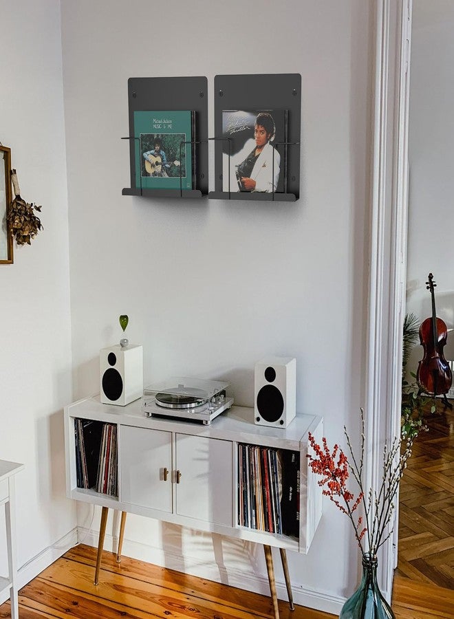 XINWXSS Vinyl Storage Display Holder 2 Pack, 12.9 in Wall Mount Vinyl Record Shelf, Fits 30 LPs Solid Steel Wall Mount and Record Display, Black - Image 5