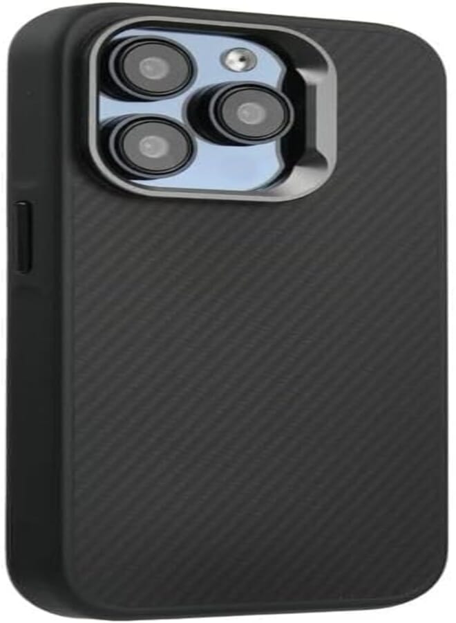 Next Carbon Fiber Case Compatible with iPhone 14 Pro Max, Premium Design Soft Fiber Blend and Metal Camera Frame, Shockproof, Anti-Drop, Waterproof, Anti-Fingerprint (Black)