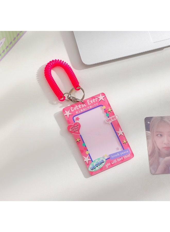NIBEMINENT 2 - Piece Acrylic Kpop Photo Card Holder Pendant Key Chain ID Badge Holder ID Card Holder Photo Card Protector for School ID Office ID Access Card for Women Girls - Image 1