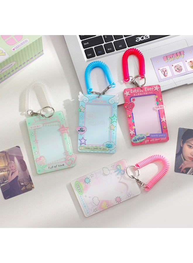 NIBEMINENT 2 - Piece Acrylic Kpop Photo Card Holder Pendant Key Chain ID Badge Holder ID Card Holder Photo Card Protector for School ID Office ID Access Card for Women Girls - Image 3