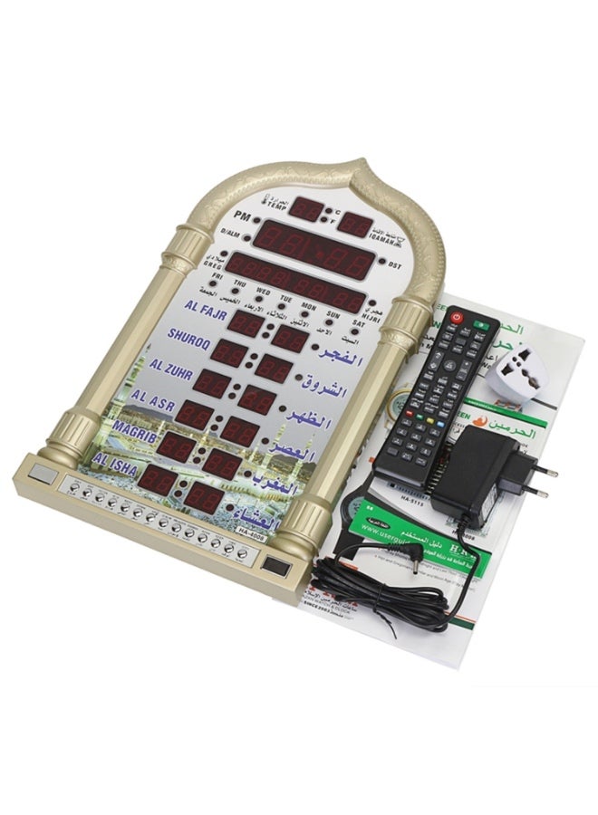 الحرمين ساعة أذان للمسلمين بشاشة LCD مع منبه للصلاة والجرس – قابس أوروبي (EU Plug) - Image 5