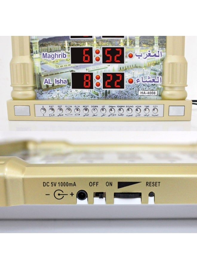 الحرمين ساعة أذان للمسلمين بشاشة LCD مع منبه للصلاة والجرس – قابس أوروبي (EU Plug) - Image 3