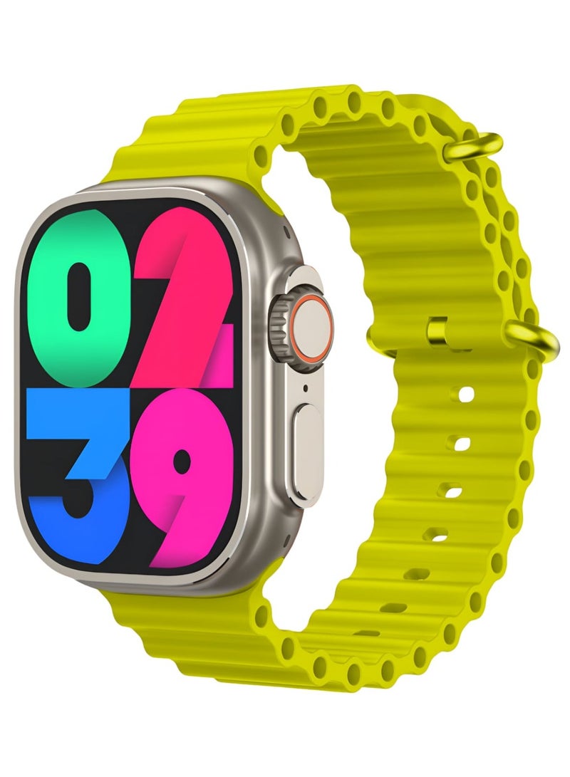 T10 ULTRA 2 Smart Watch BIG INFINITE DISPLAY Wireless Charging 49MM (Yellow)