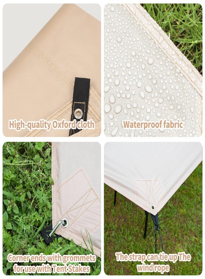 ONTYZZ Khaki Rectangle Tent Footprint Waterproof Camping Tarp Two in One Ground Sheet Mat and Tent Tarp for Camping Outdoor Hiking Beach Picnic - Image 4