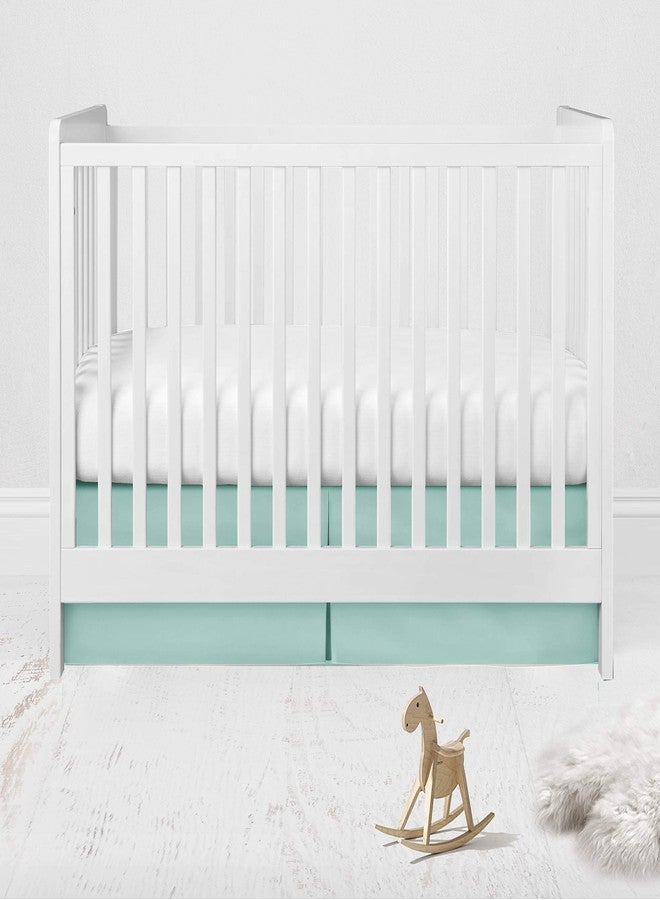 Bacati - Noah Tribal Mint/Navy Crib/Toddler Bed Skirt Dust Ruffle (Solid Mint) - Image 1