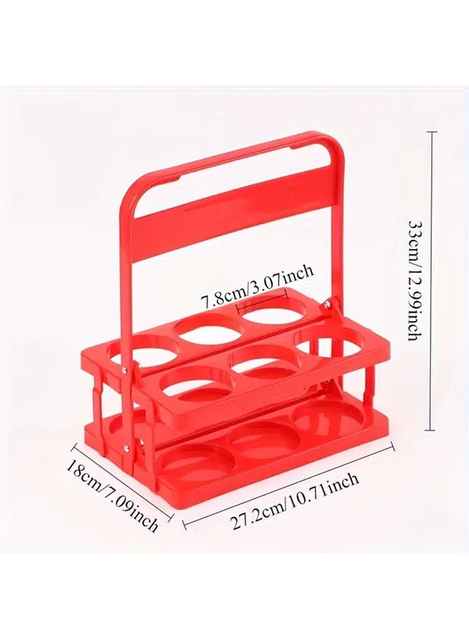 Red Foldable Plastic Drink Holder 6 Compartments Durable Reusable Beverage Tray - Image 4