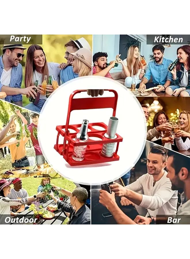Red Foldable Plastic Drink Holder 6 Compartments Durable Reusable Beverage Tray - Image 5