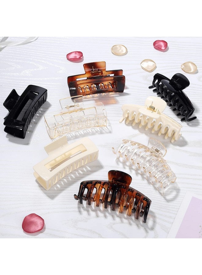 LAXIZAR Hair Claw Clip 8 Pack 4.3 Ihch Rectangular For Women Girls Large Jaw Clips Hair Clamps - Image 4
