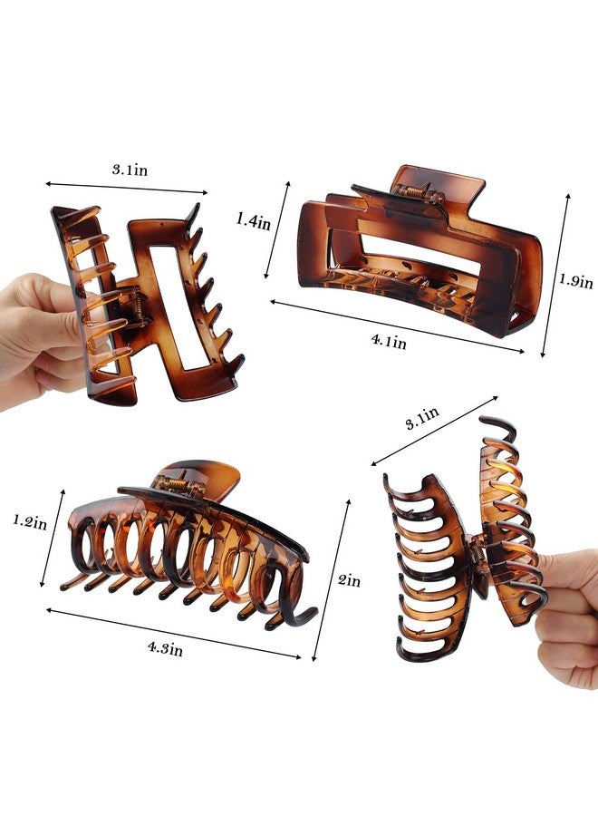 LAXIZAR Hair Claw Clip 8 Pack 4.3 Ihch Rectangular For Women Girls Large Jaw Clips Hair Clamps - Image 3