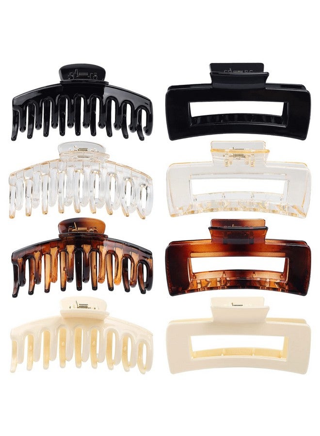 LAXIZAR Hair Claw Clip 8 Pack 4.3 Ihch Rectangular For Women Girls Large Jaw Clips Hair Clamps - Image 2