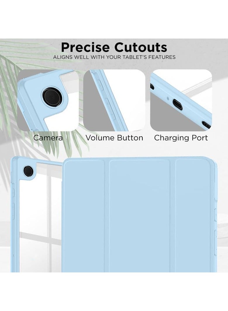 Protective Tablet PC Case Slim Case compatible with Samsung Galaxy Tab A9 SM-X110 8.7inch Case with Clear Transparent Back and TPU Shockproof Frame Cover,Auto Sleep/Pencil Holder (Babe Blue)  - Image 2
