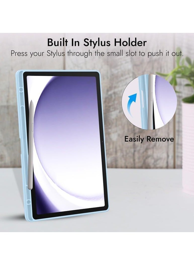 Protective Tablet PC Case Slim Case compatible with Samsung Galaxy Tab A9 SM-X110 8.7inch Case with Clear Transparent Back and TPU Shockproof Frame Cover,Auto Sleep/Pencil Holder (Babe Blue)  - Image 4