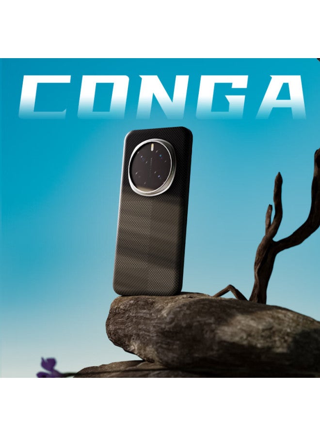 Conga Kevlar Aramid Fiber Protective Case For Honor Magic7 Pro, Full Coverage Ultra-thin Hard Shell, Shockproof Heat Dissipation Mondrian Magnetic Slim Metal Ring Fire