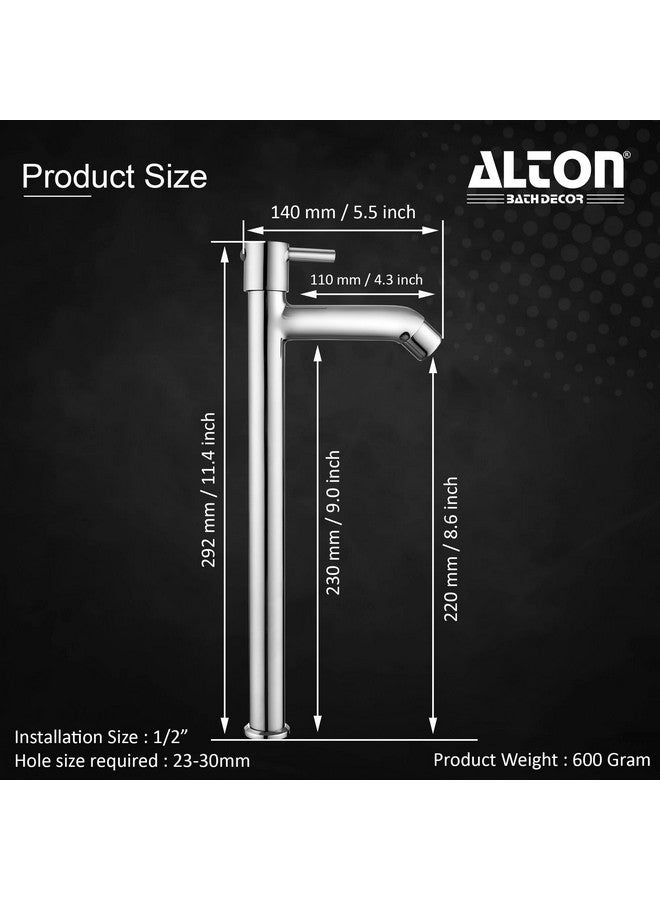 Alton ALTON GRCL3902 Brass Pillar Cock, Extended Body | Table Top Basin Faucet | Bathroom Basin Tap | Chrome Finish - Image 1