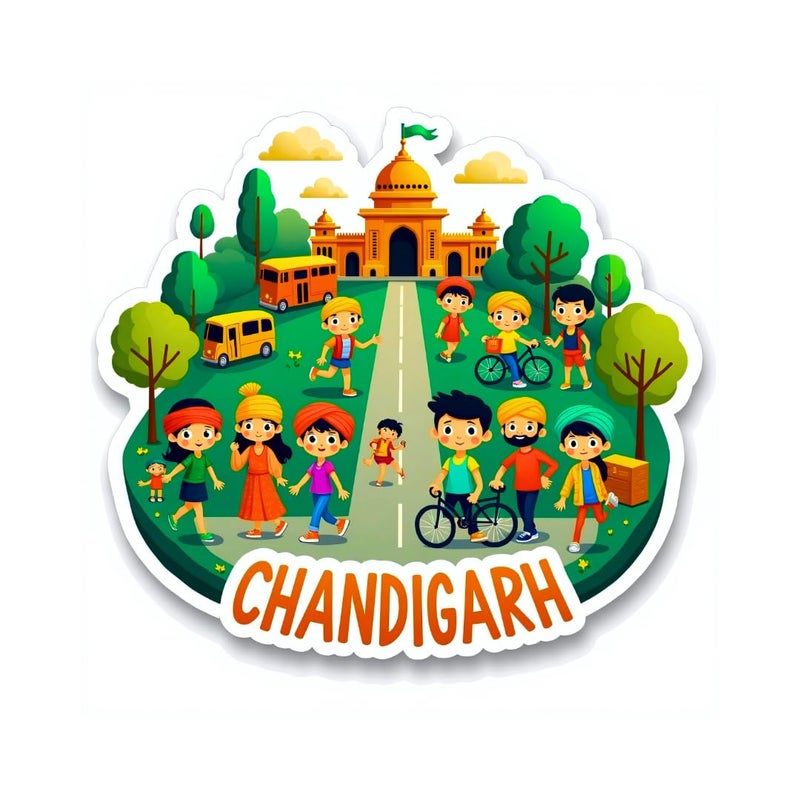 GiftODay Indian City Chandigarh Theme Souvenir Wooden Fridge Magnet for Refrigerator Chandigarh Fridge Magnet for Kitchen Home Decor Perfect Souvenir Gift Size 3x3 Inches Pack of 1 - Image 1