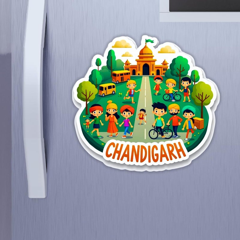 GiftODay Indian City Chandigarh Theme Souvenir Wooden Fridge Magnet for Refrigerator Chandigarh Fridge Magnet for Kitchen Home Decor Perfect Souvenir Gift Size 3x3 Inches Pack of 1 - Image 2