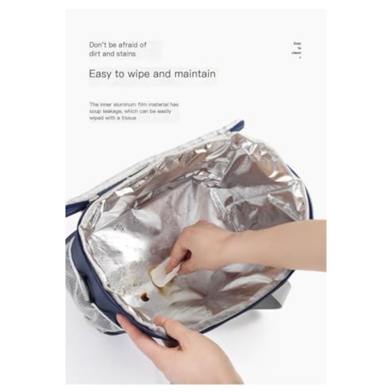 Insulated Lunch Bag for Women, Men, and - Portable Waterproof Lunch Tote with Large Capacity, Easy to Clean, Ideal for Work, School, Picnic, and Travel Blue - Image 5