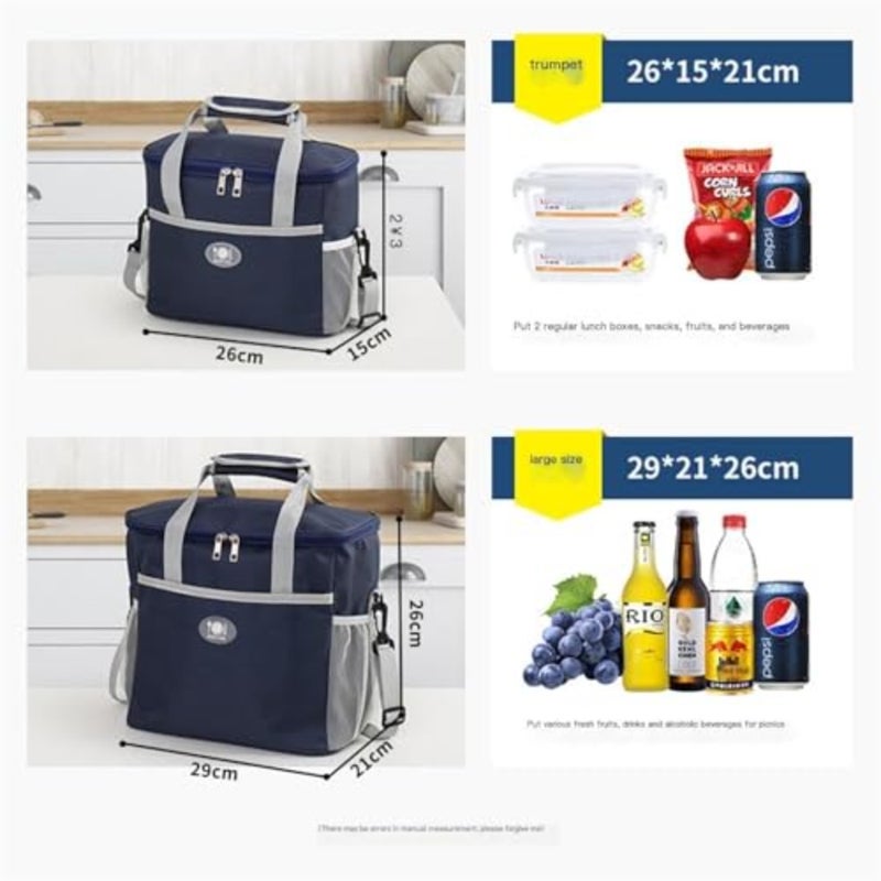 Insulated Lunch Bag for Women, Men, and - Portable Waterproof Lunch Tote with Large Capacity, Easy to Clean, Ideal for Work, School, Picnic, and Travel Blue - Image 4