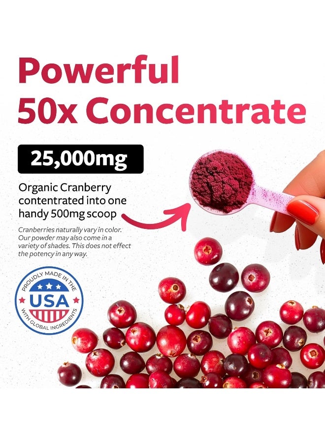 PURE CO USDA Organic Cranberry Concentrate (50:1) Powder - 500mg is Equivalent to 25,000mg of Fresh Cranberries - For Kidney Cleanse & UTI Support Vitamins - Fruit Extract Supplement - 100 Servings - No Pills  - Image 4