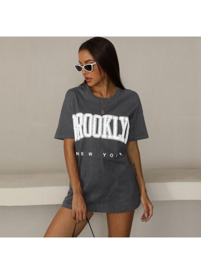 VUELO Southeast Asia Summer New Women's Loose Round Neck Sports T Short Sleeve Popular Letter T-shirt 