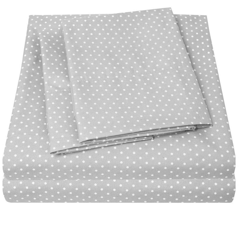 Sweet Home Collection 1500 Supreme Collection Full Sheet Sets Polka Dot Gray  Luxury Hotel Bed Sheets and Pillowcase Set for Full Mattress  Extra Soft Elastic Corner Straps Deep Pocket Sheets Full Polka Dot Gray  - Image 1