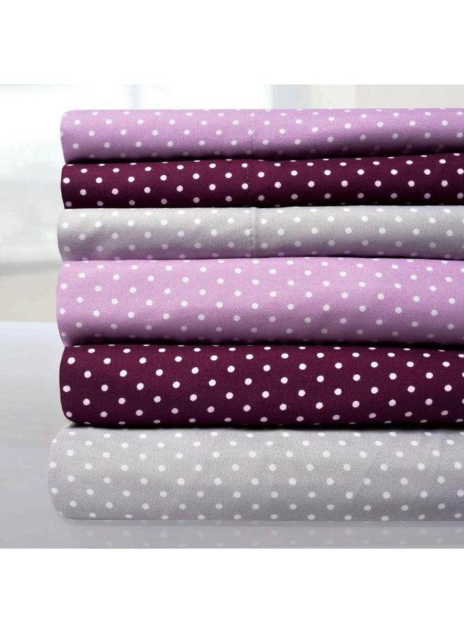 Sweet Home Collection 1500 Supreme Collection Full Sheet Sets Polka Dot Gray  Luxury Hotel Bed Sheets and Pillowcase Set for Full Mattress  Extra Soft Elastic Corner Straps Deep Pocket Sheets Full Polka Dot Gray  - Image 4