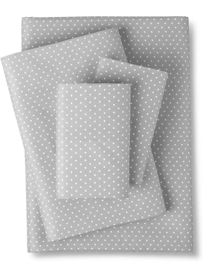 Sweet Home Collection 1500 Supreme Collection Full Sheet Sets Polka Dot Gray  Luxury Hotel Bed Sheets and Pillowcase Set for Full Mattress  Extra Soft Elastic Corner Straps Deep Pocket Sheets Full Polka Dot Gray  - Image 2