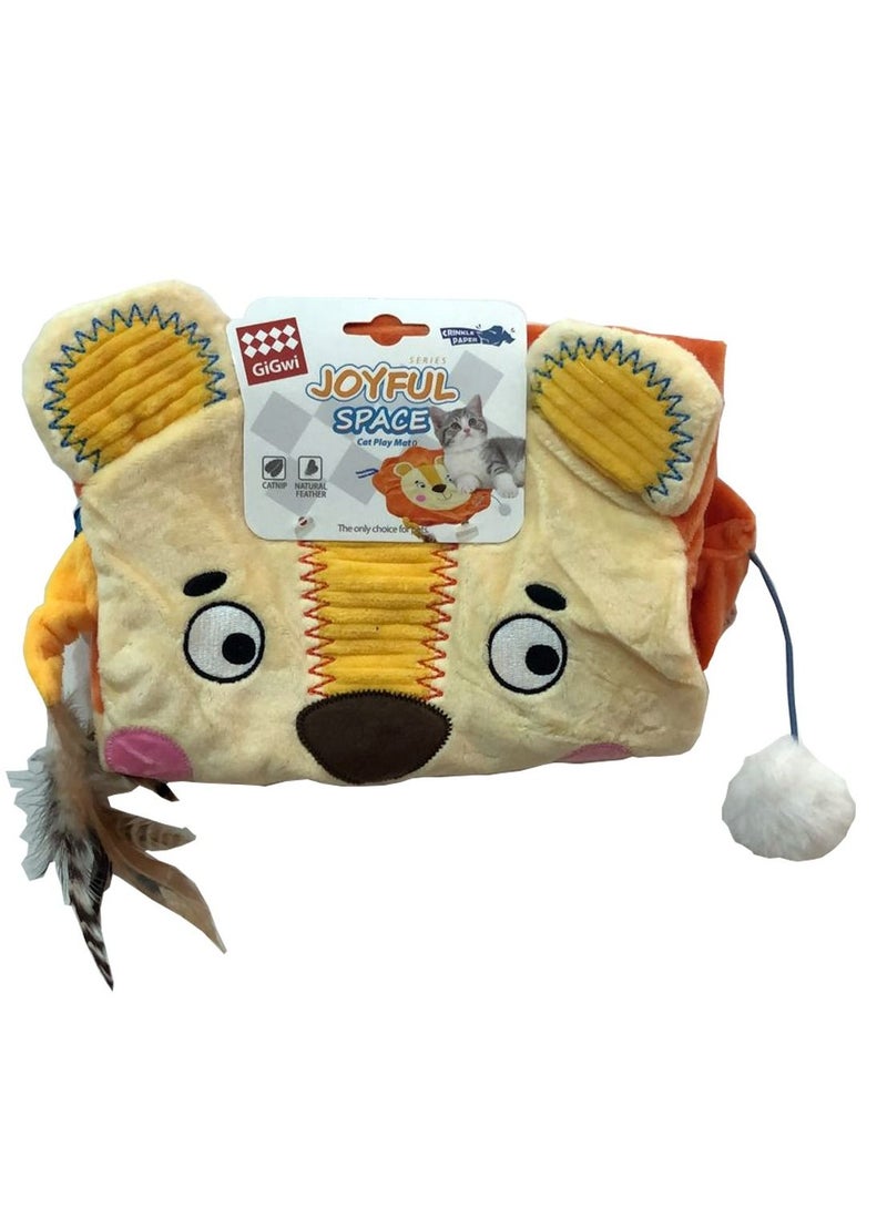 GIGWI Cat Play Mat Lion with Crinkle Paper & Catnip Bag Multicolor
