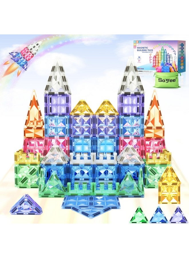 Soyee Magnetic Tiles Kids Toys STEM Sensory Toy Magnetic Building Blocks Toys for Toddlers Boys & Girls Ages 3 4 5 6 7 8+ Birthday Girls Gifts  - Image 1