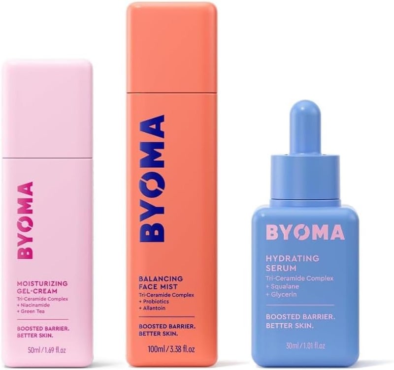 BYOMA Balance Hydrate Trio Moisturising Gel Cream 50ml Balancing Face Mist 100ml and Hydrating Serum 30ml Balance Soothe and Refresh Throughout the Day for All Skin Types