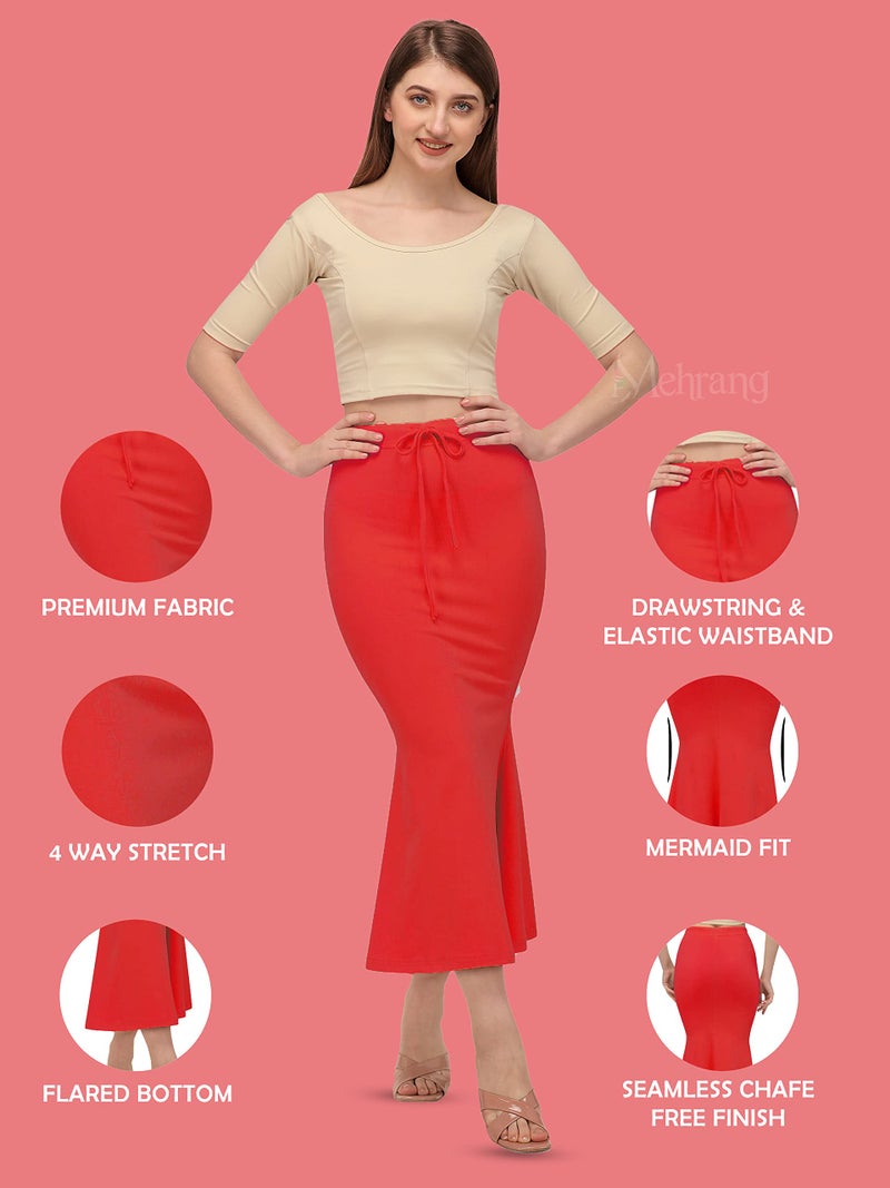 Mehrang Stretchable Saree Shapewear Petticoat for Women, Cotton Blended,Petticoat,Skirts for Women,Shape Wear Dress for Saree Red - Image 2