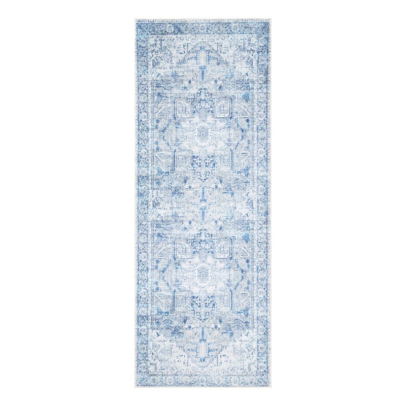 Bloom Rugs بلوم سجاد قابلة للانزلاق غير قابلة للانزلاق 10 قدم - عداء أزرق/رمادي تقليدي للحمام ومطبخ المدخل - الحجم الدقيق: 2.5 "× 10"  - Image 2