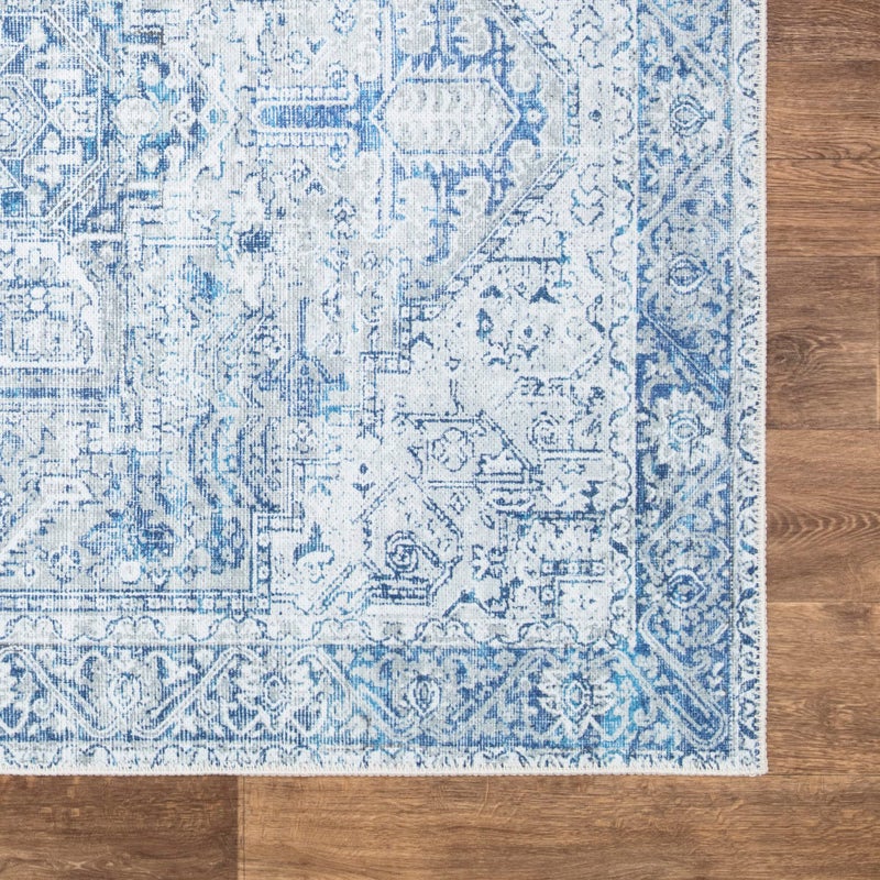 Bloom Rugs بلوم سجاد قابلة للانزلاق غير قابلة للانزلاق 10 قدم - عداء أزرق/رمادي تقليدي للحمام ومطبخ المدخل - الحجم الدقيق: 2.5 "× 10"  - Image 5