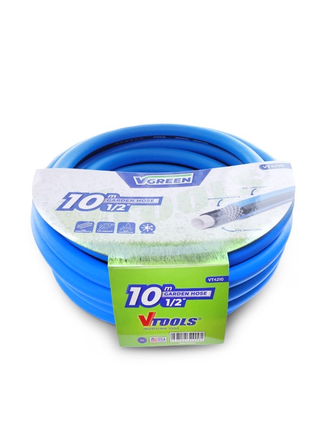 VGreen Garden خرطوم حديقة في جرين 10 متر - 1/2 بوصة خرطوم مياه بي في سي متين متعدد الطبقات للحدائق وغسيل السيارات (أزرق) - VT4210 - Image 3
